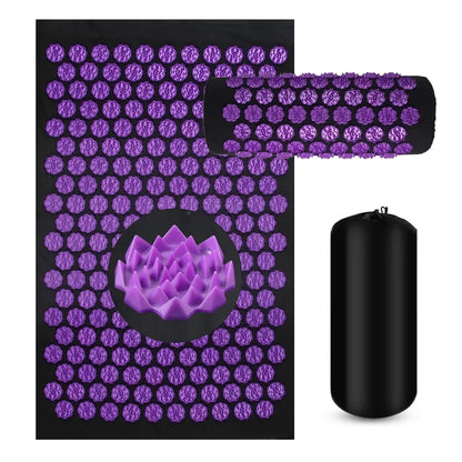 tapis-acupression-coussin-yoga-lotus-relaxation-violet-noir
